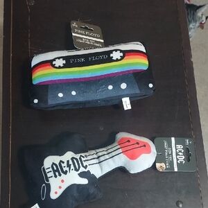 Pink Floyd and AC/DC Dog Plush Squeaky Toys - Black and Multicolor